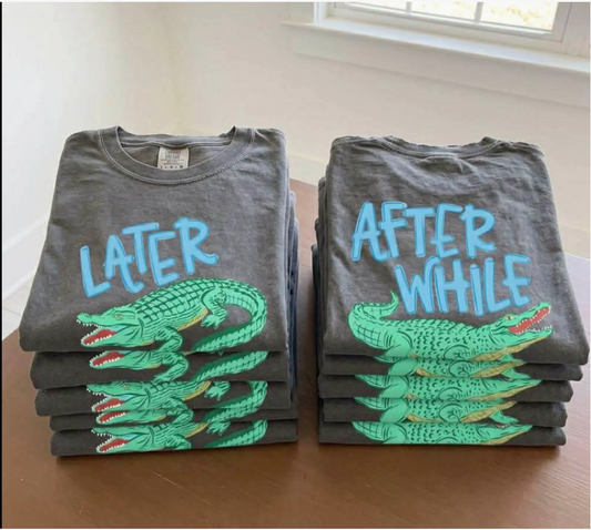 Later Gator / After While Crocodile Blue Graphic Tee
