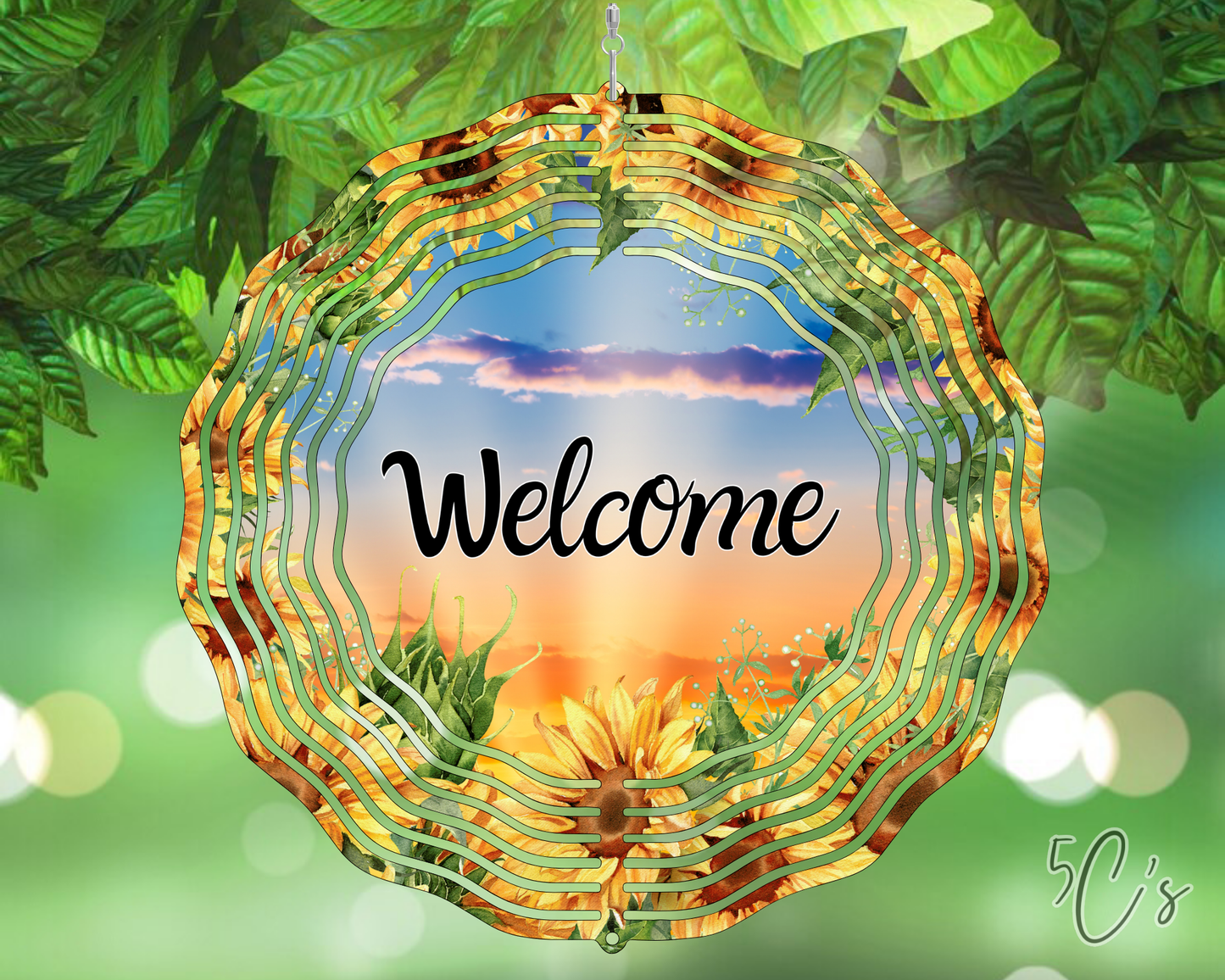 Welcome Sunflowers Wind Spinner