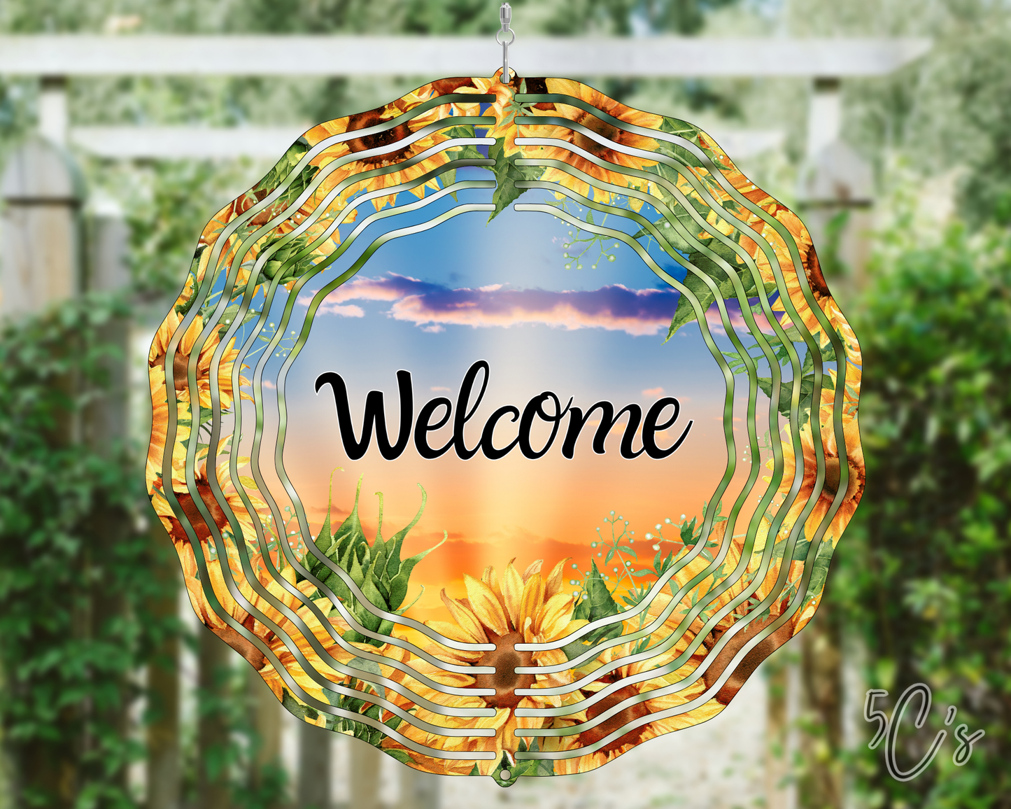 Welcome Sunflowers Wind Spinner