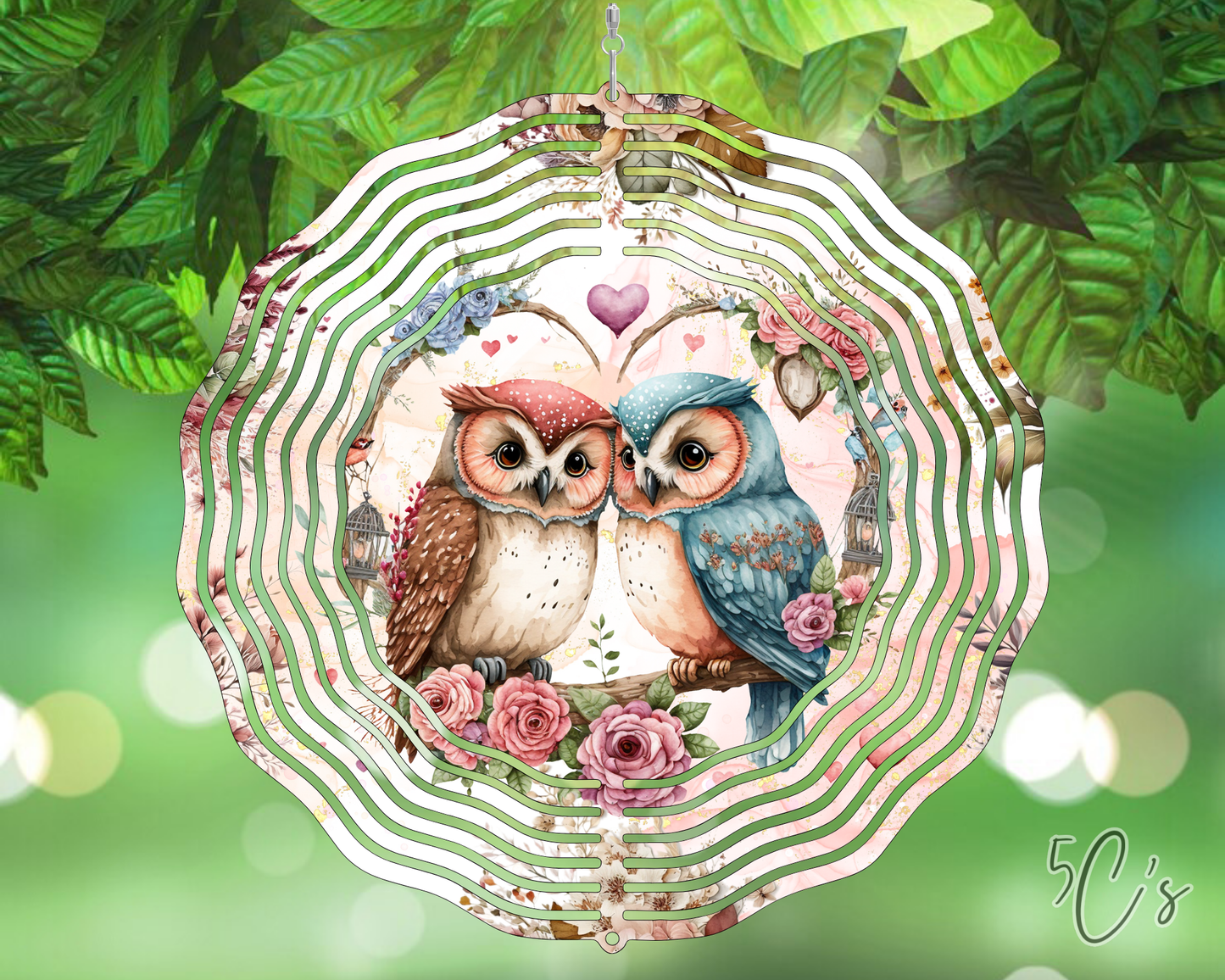 Floral Owls Wind Spinner