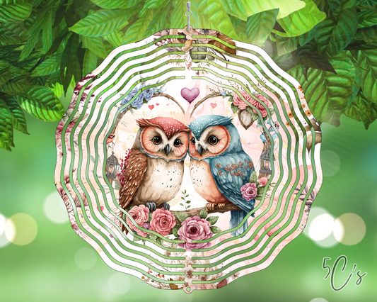 Floral Owls Wind Spinner