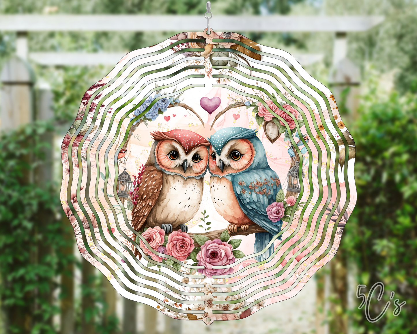 Floral Owls Wind Spinner