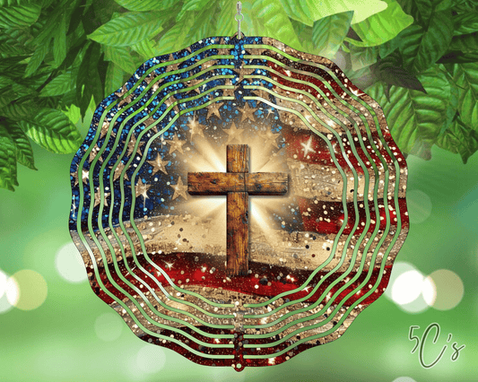 American Flag Cross Wind Spinner