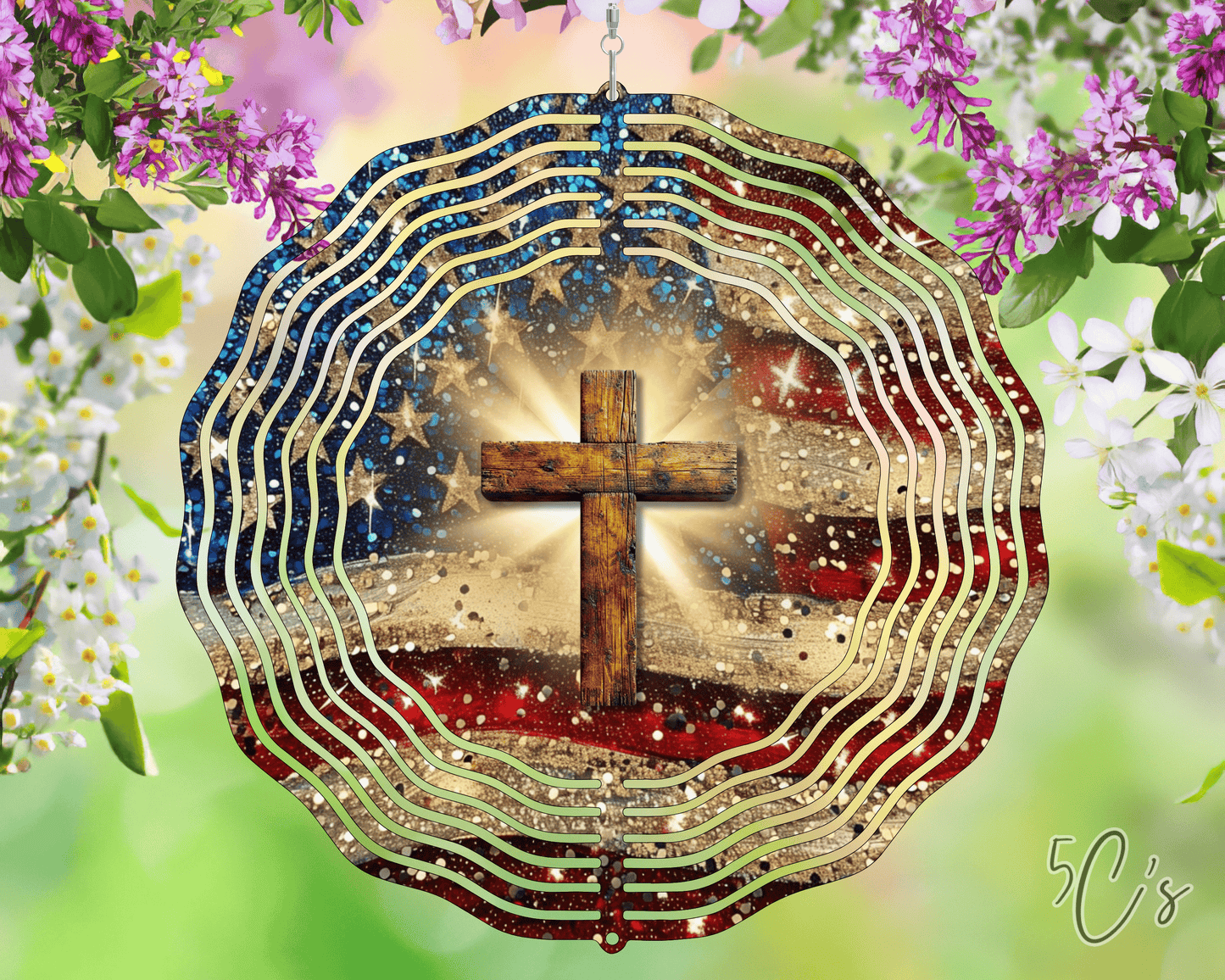 American Flag Cross Wind Spinner