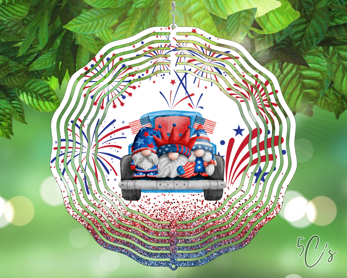 Patriotic Gnomes in Truck Wind Spinner