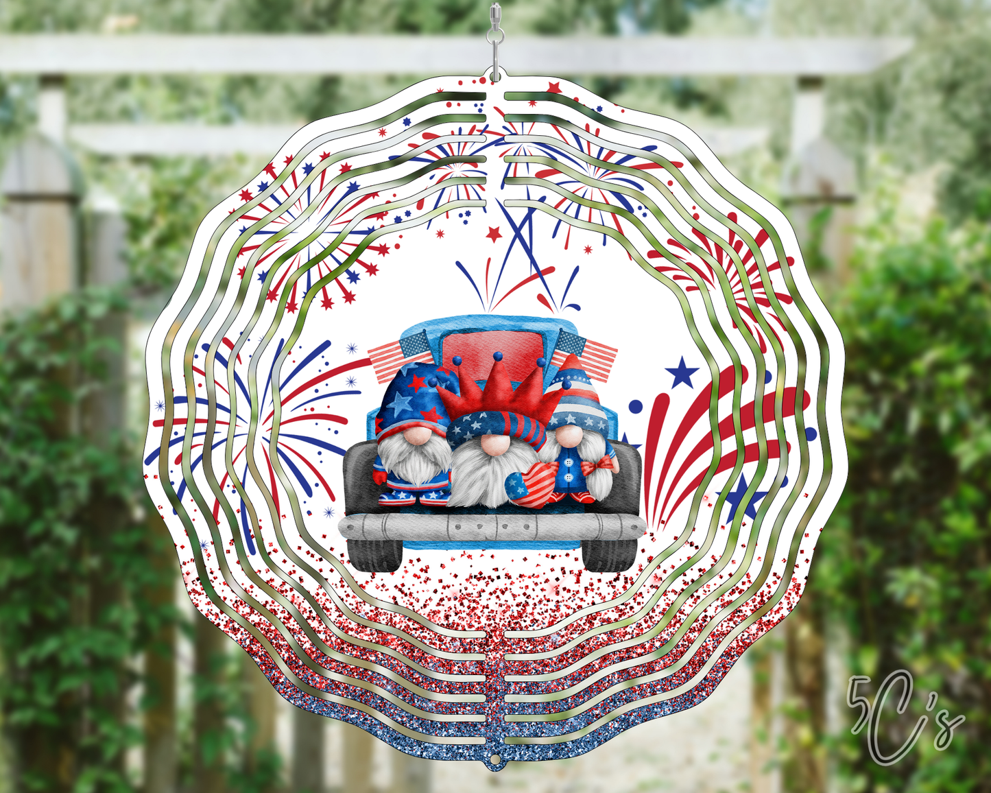 Patriotic Gnomes in Truck Wind Spinner