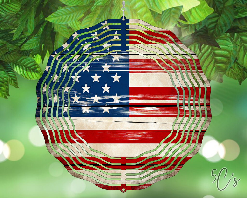 Patriotic Flag Wind Spinner