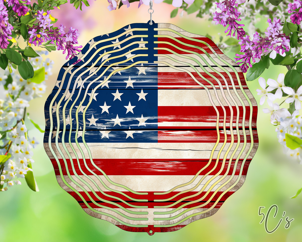 Patriotic Flag Wind Spinner
