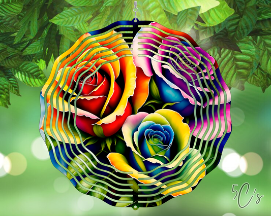 Rainbow Roses Wind Spinner