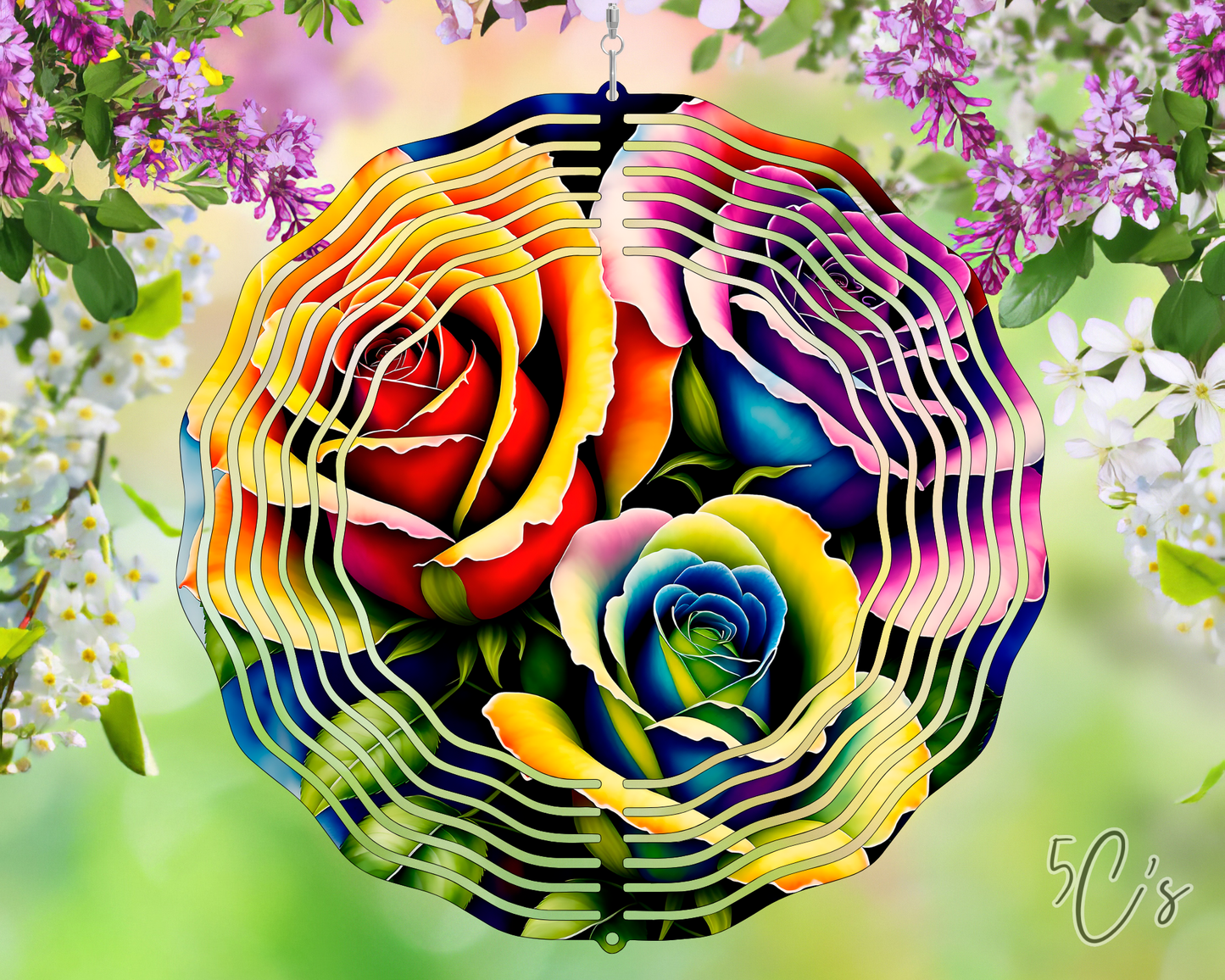 Rainbow Roses Wind Spinner