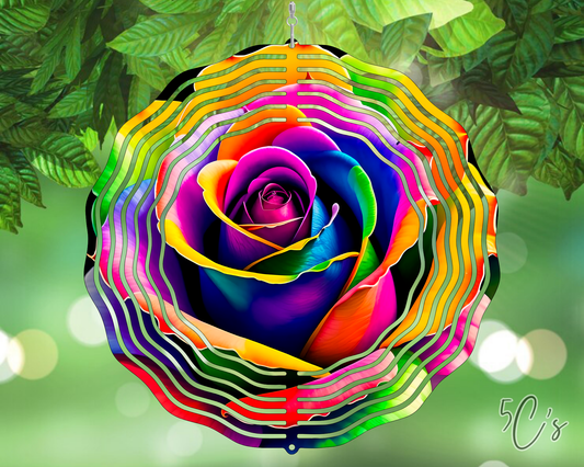 Rainbow Rose Wind Spinner
