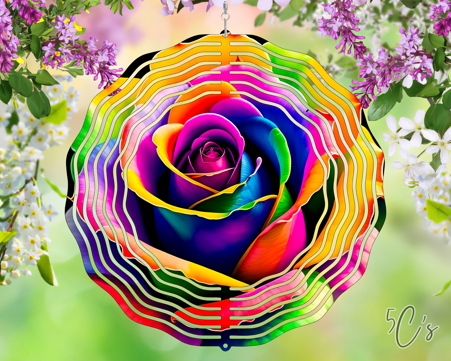 Rainbow Rose Wind Spinner