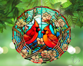 Stained Glass Cardinals Wind Spinner
