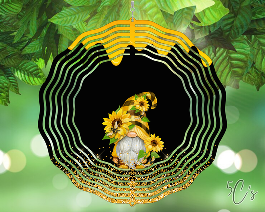 Gnome Sunflower Honey Drip Wind Spinner