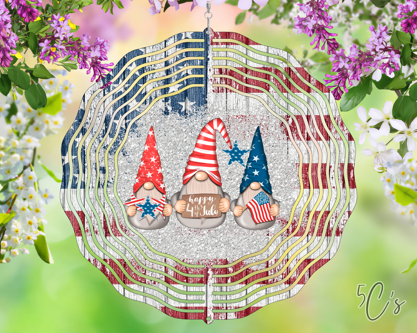 Patriotic Gnome Wind Spinner