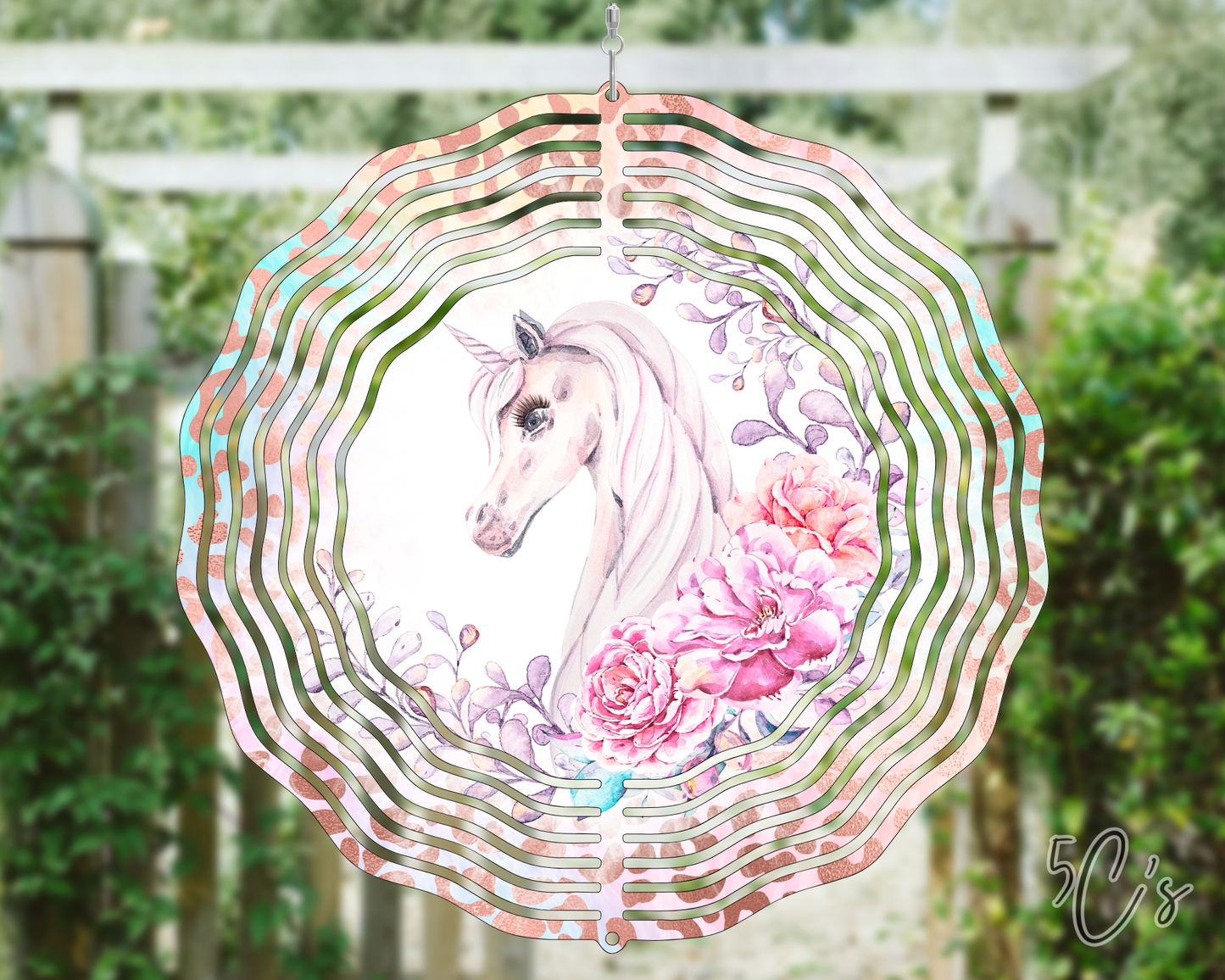 Pastel Unicorn Flower Leopard Wind Spinner