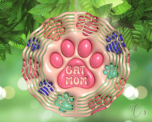 3D Inflated Cat Mom Wind Spinner