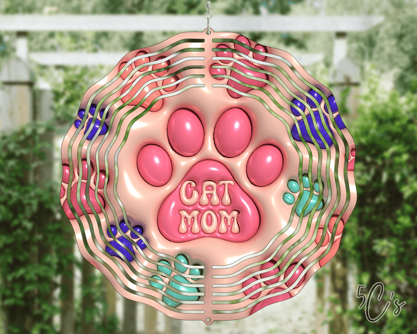 3D Inflated Cat Mom Wind Spinner