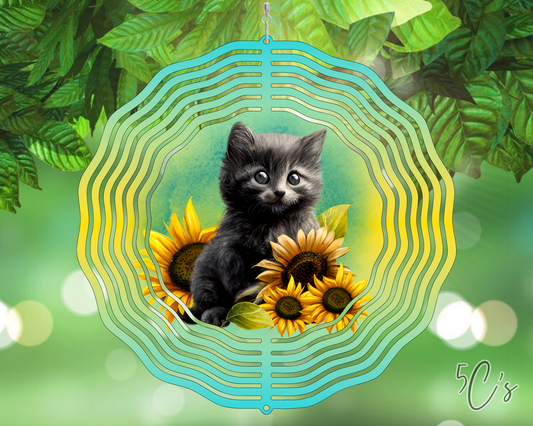 Cute Gray Kitten Wind Spinner