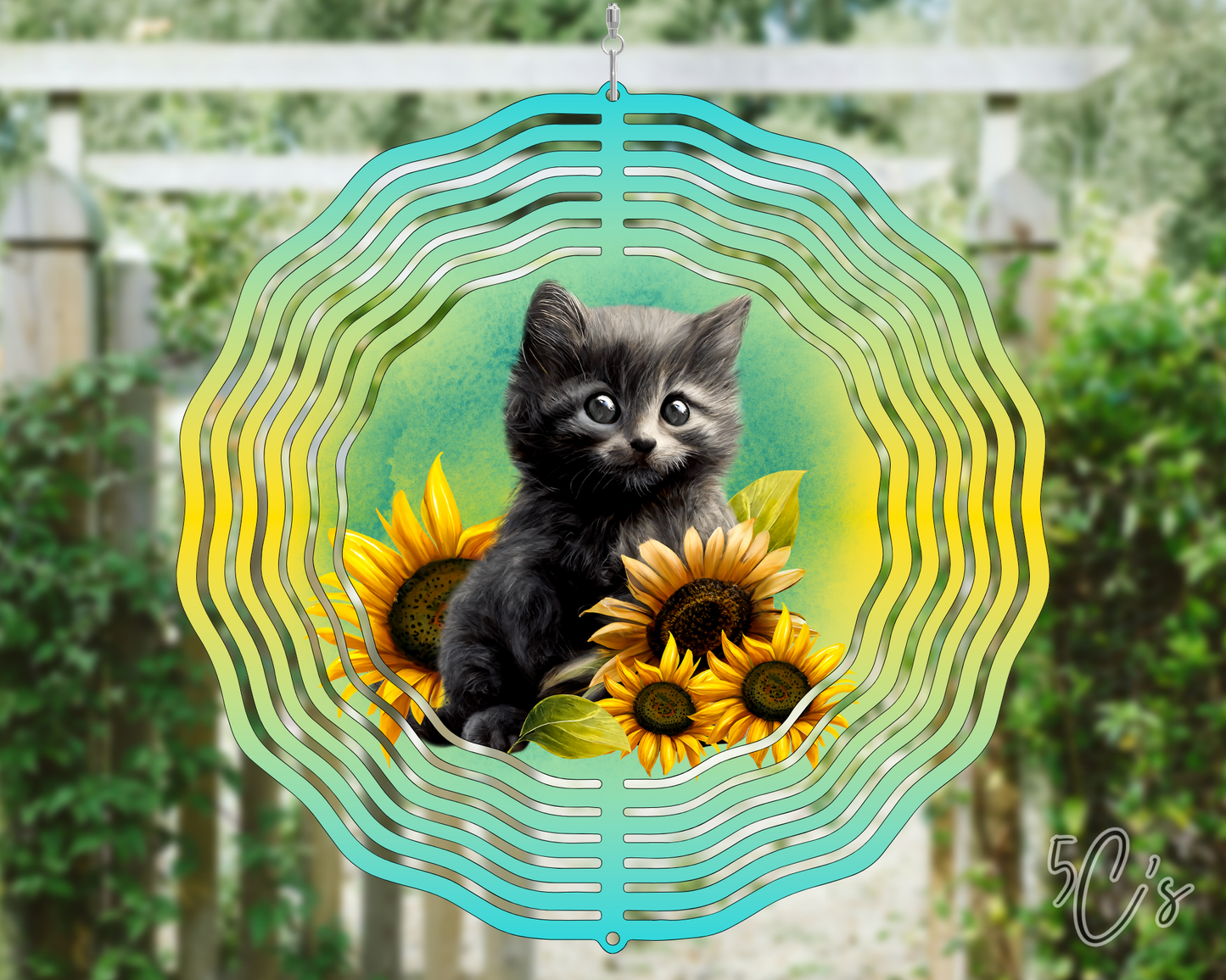 Cute Gray Kitten Wind Spinner