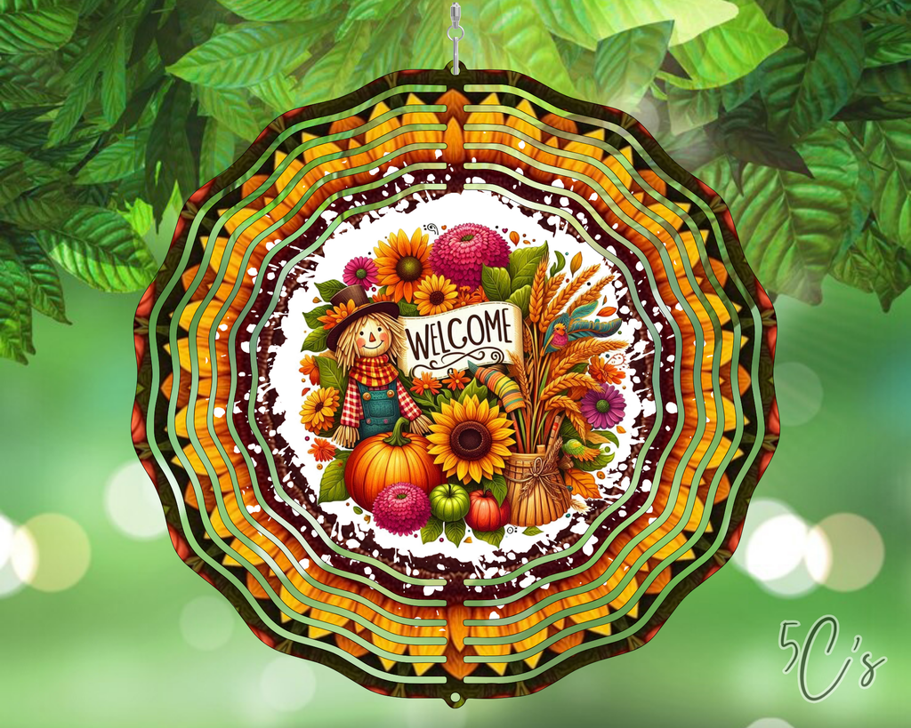 Welcome Fall Scarecrow Wind Spinner