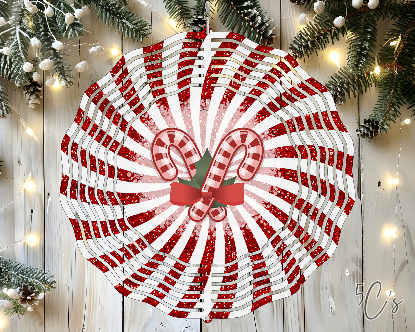 Candy Cane Spiral Wind Spinner