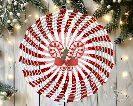 Candy Cane Spiral Wind Spinner