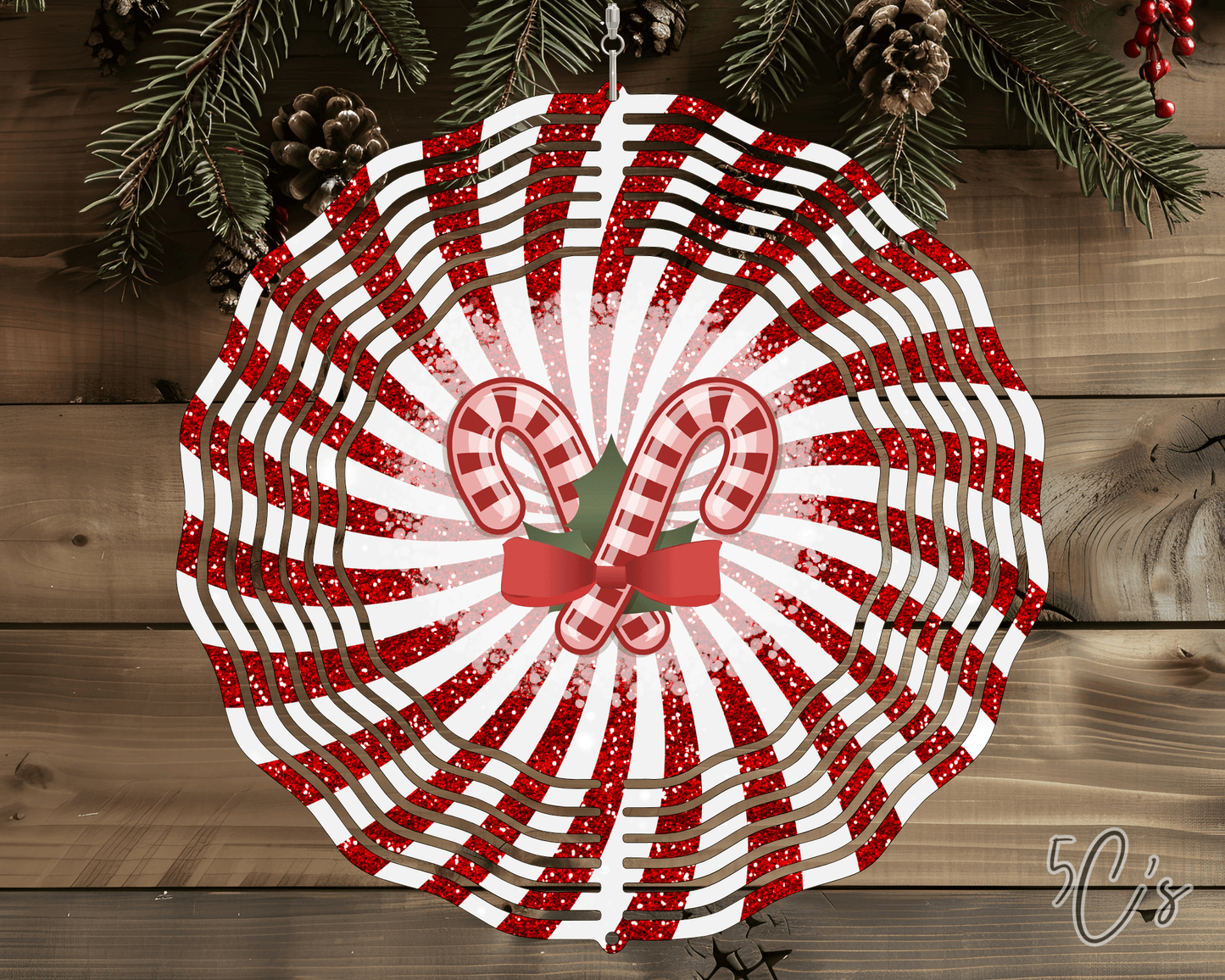 Candy Cane Spiral Wind Spinner
