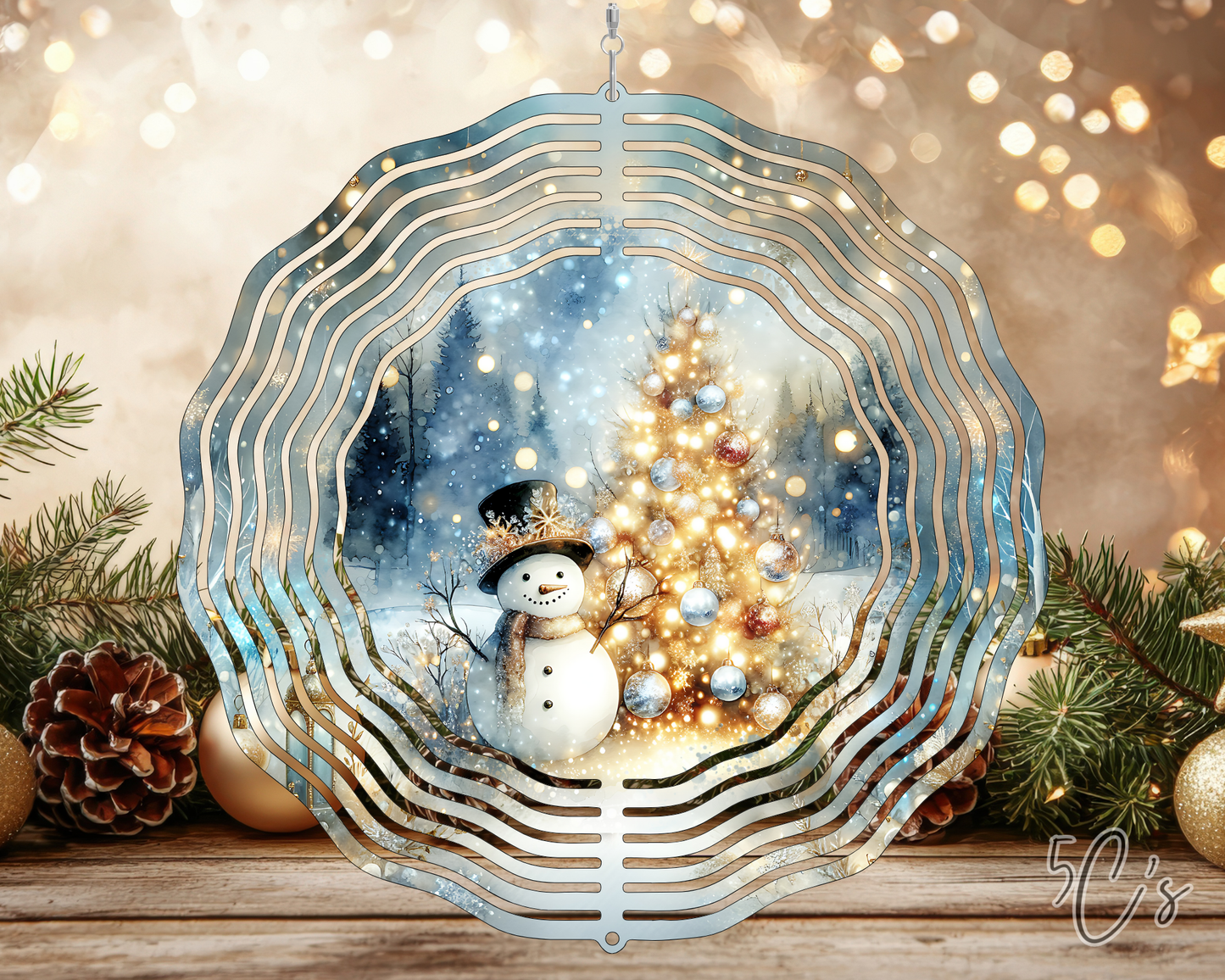 Winter Snowman Christmas Tree Wind Spinner