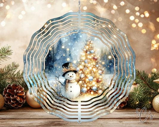 Winter Snowman Christmas Tree Wind Spinner