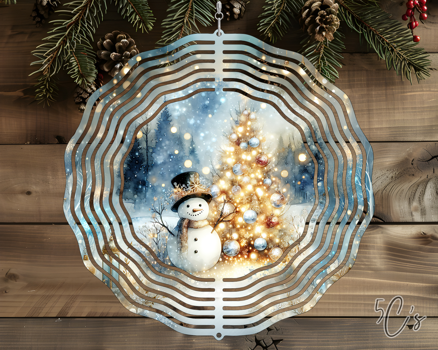 Winter Snowman Christmas Tree Wind Spinner