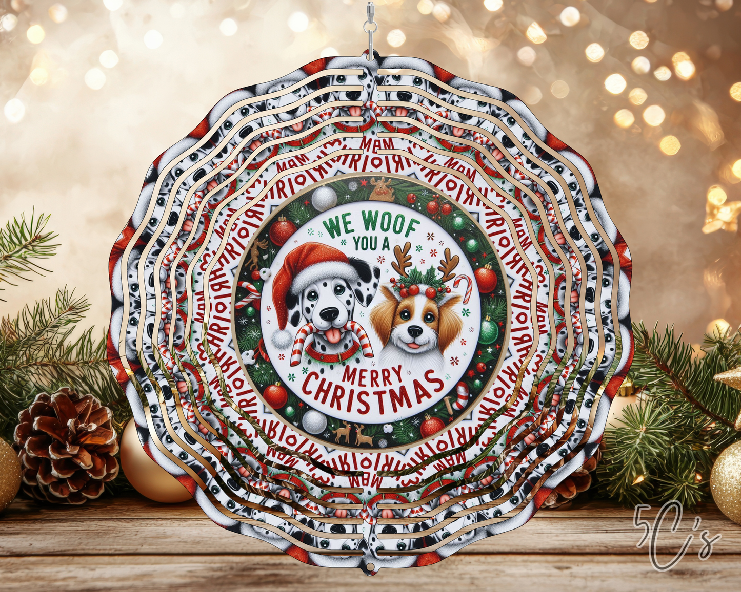 We Woof You a Merry Christmas Wind Spinner