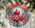 Cardinal Winter Floral Wind Spinner