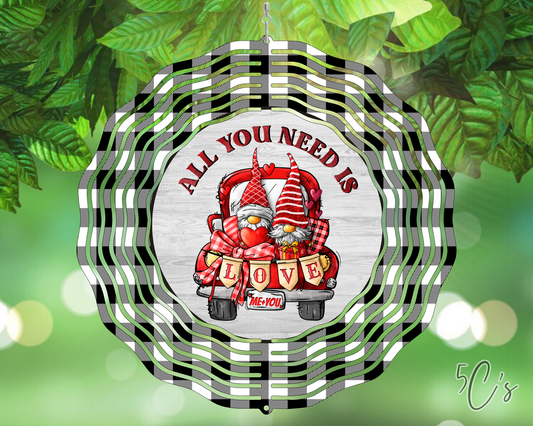 All You Need Is Love Gnomes Wind Spinner