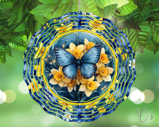 Blue Butterfly Wind Spinner