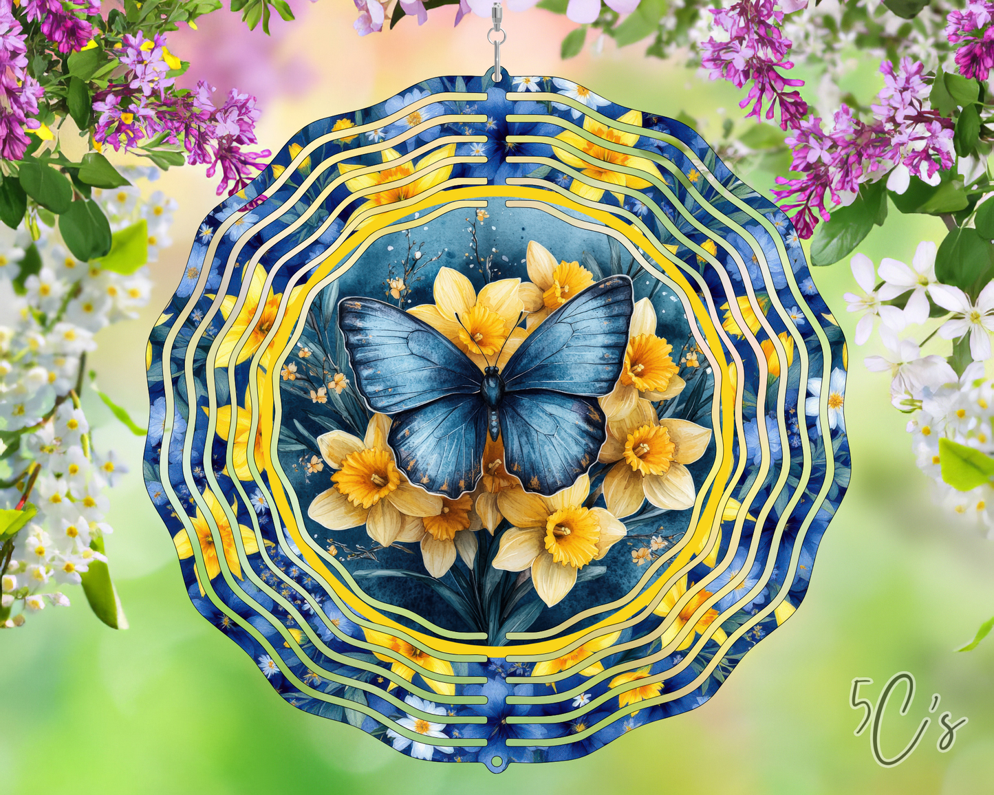 Blue Butterfly Wind Spinner