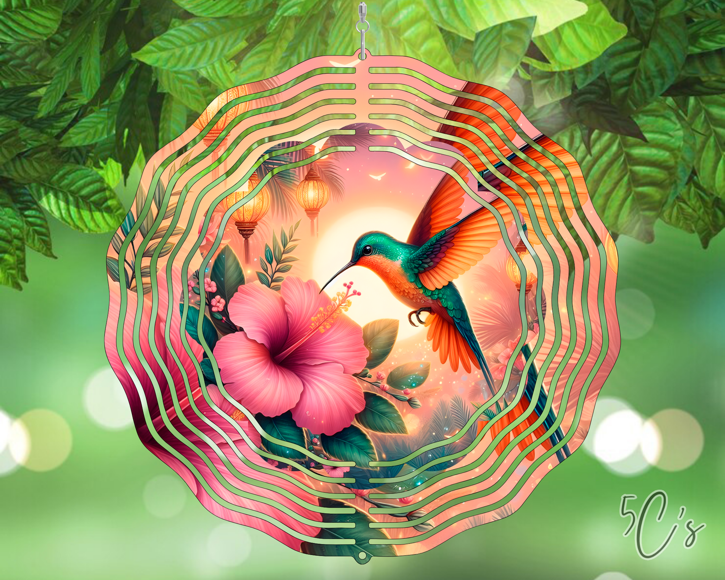 Ethereal Blue Hummingbird Wind Spinner