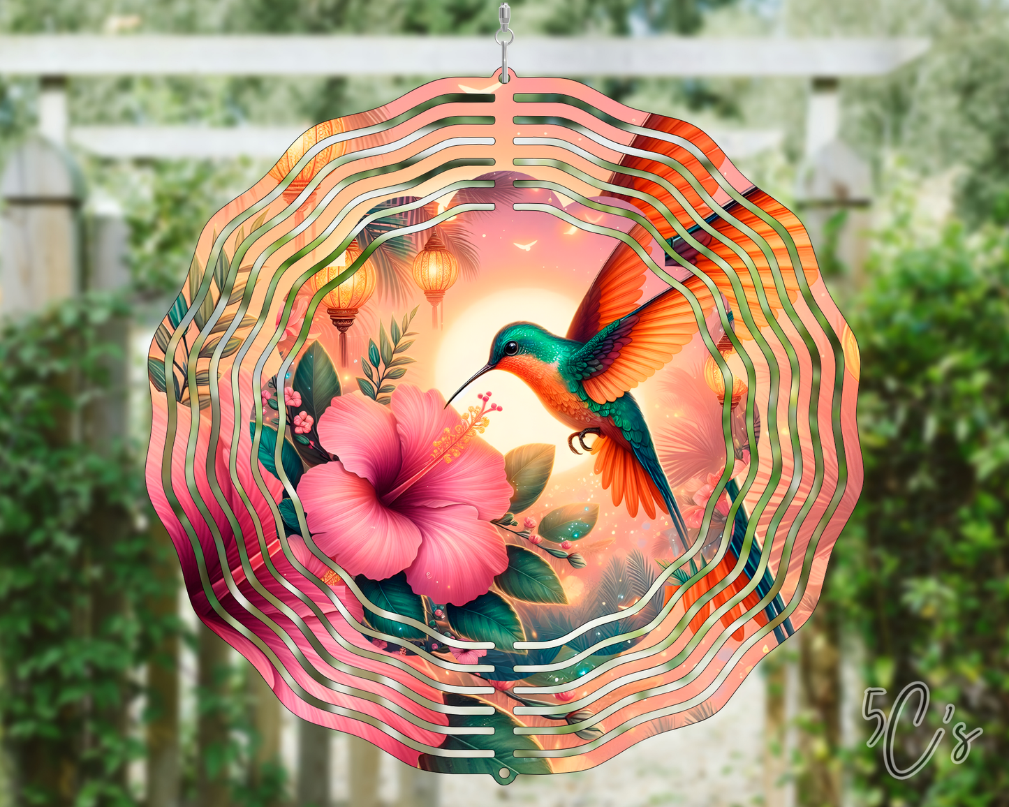 Ethereal Blue Hummingbird Wind Spinner