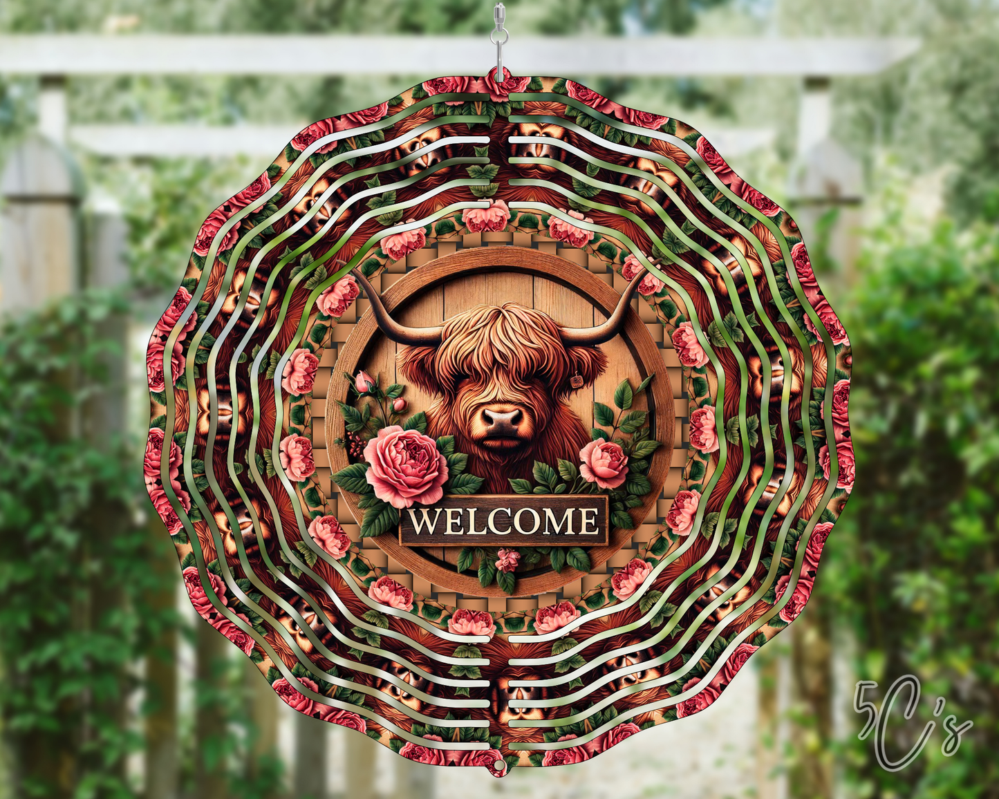 Highland Cow Welcome Wind Spinner