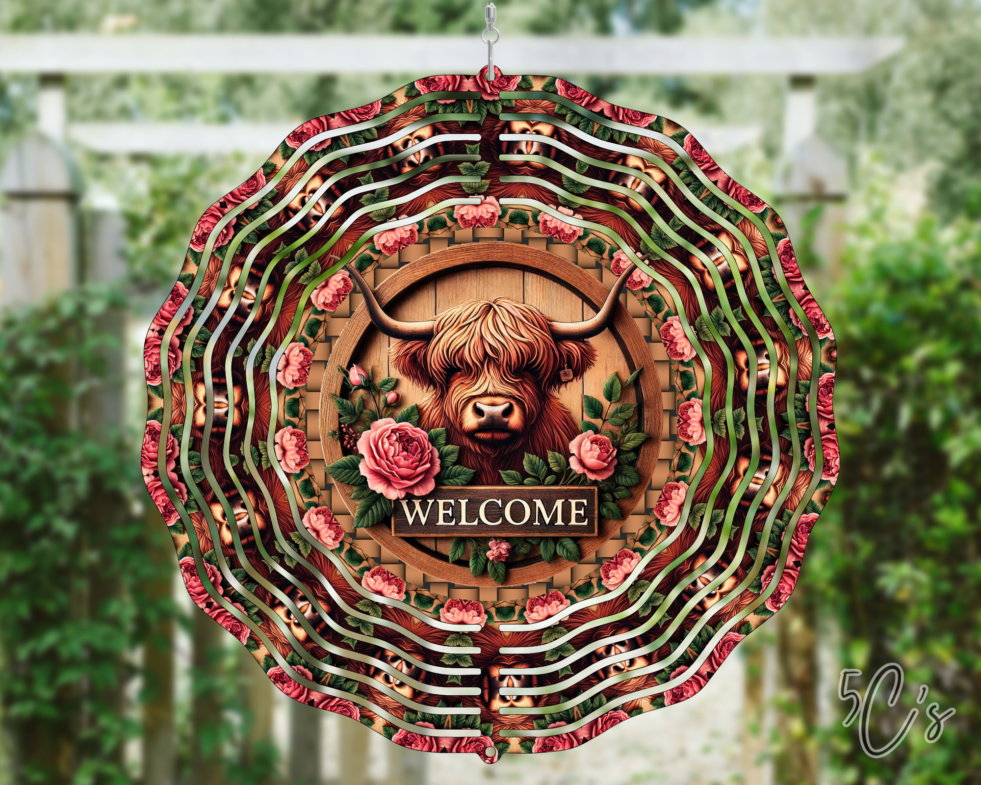Highland Cow Welcome Wind Spinner