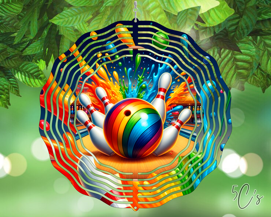 Colorful Rainbow Bowling Wind Spinner