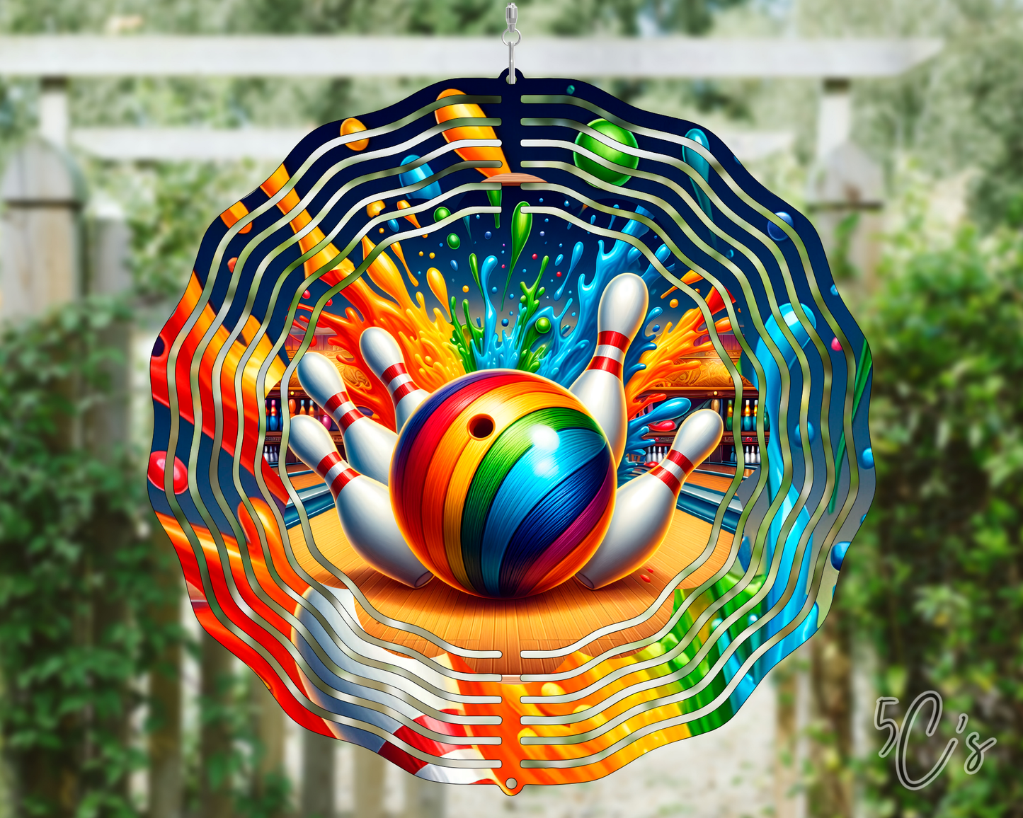 Colorful Rainbow Bowling Wind Spinner
