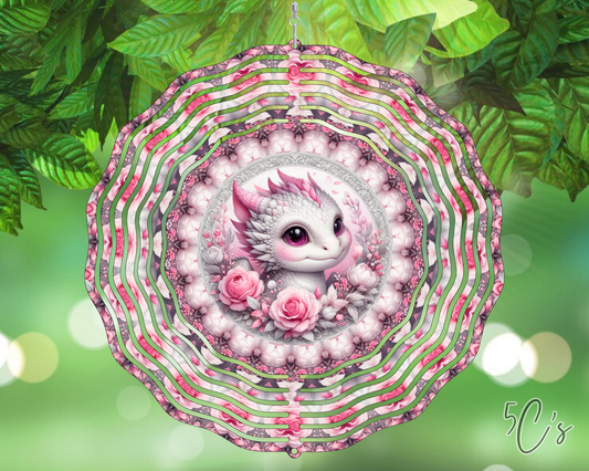 Floral Baby Dragon Wind Spinner