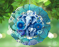 Blue Floral Elephant Wind Spinner