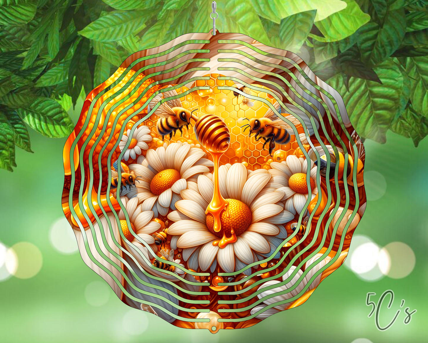 Spring Daisy Honey Bee Wind Spinner