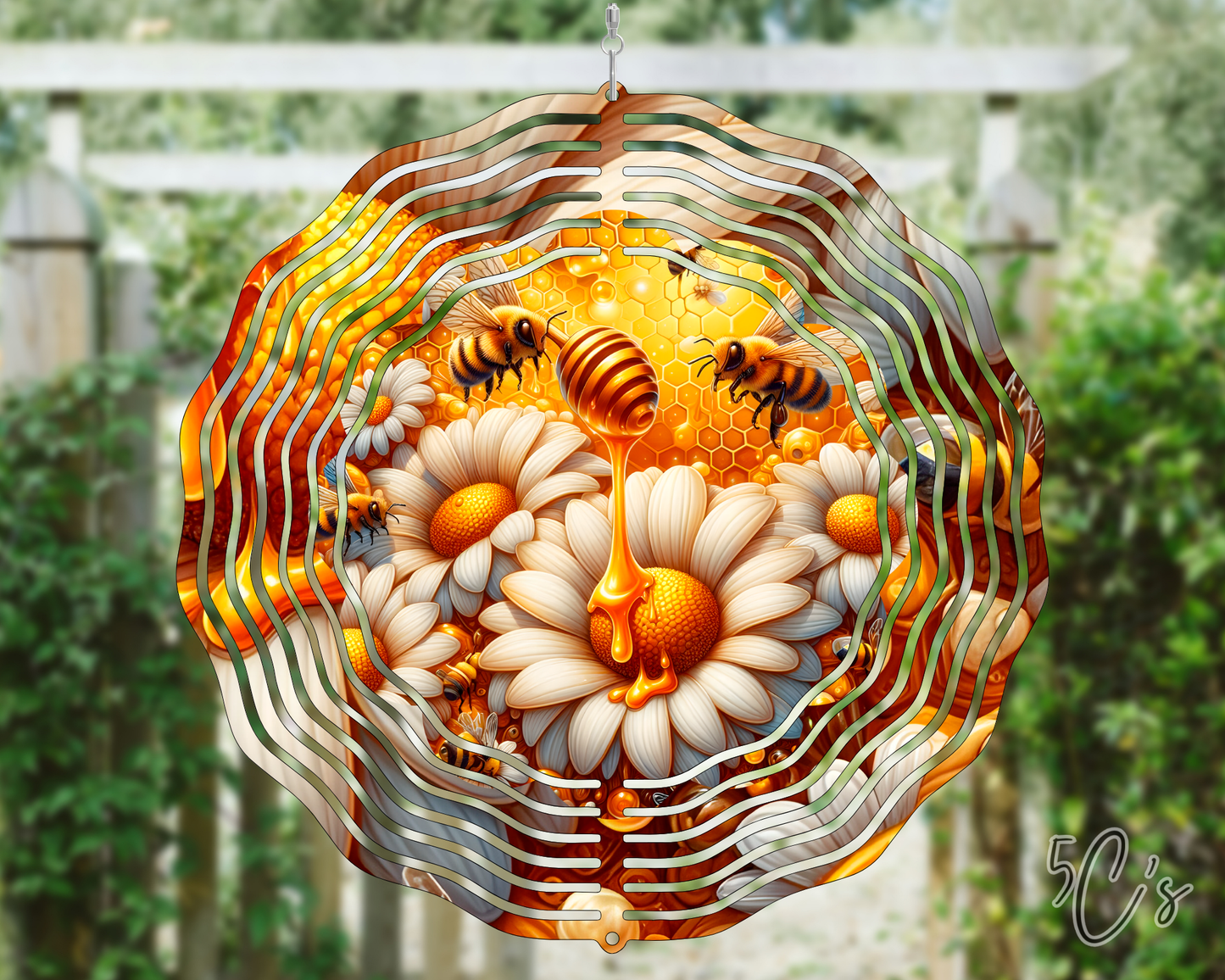 Spring Daisy Honey Bee Wind Spinner