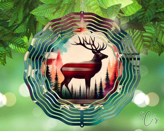 Rustic Forest Deer Wind Spinner