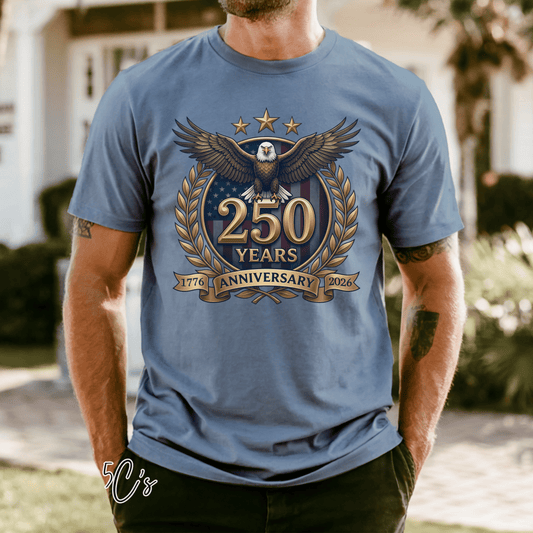 American Eagle 250 Years Gold Emblem Graphic Tee