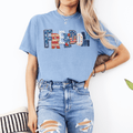 Patriotic Freedom Faux Denim Patch Graphic Tee