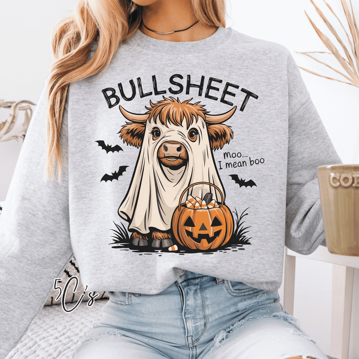 Bullsheet Halloween Highland Cow Sweatshirt